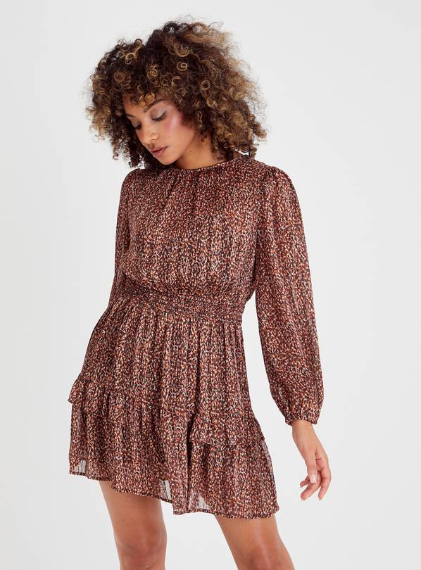 Ruffled animal print outlet dress